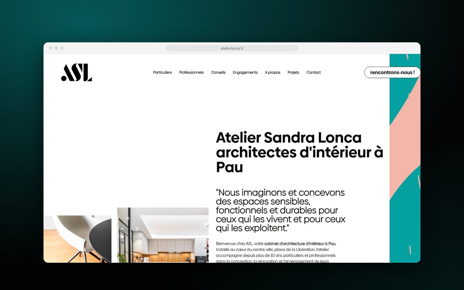 Accueil du site de l'Atelier Sandra Lonca : « Architectes d'intérieur à Pau » et photos d'intérieurs