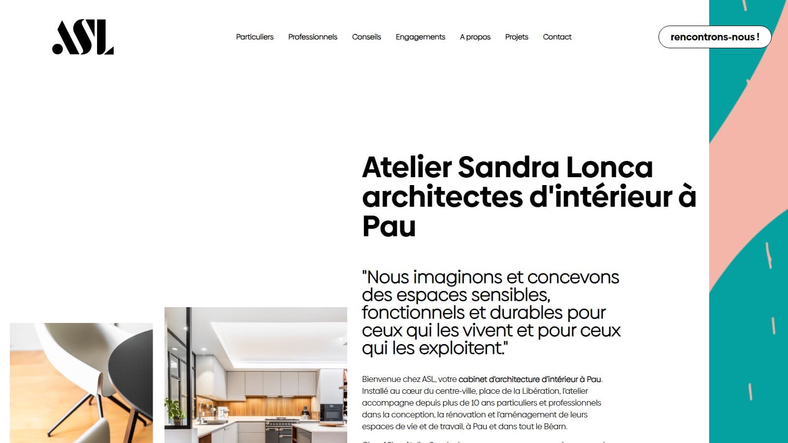 Accueil du site de l'Atelier Sandra Lonca : « Architectes d'intérieur à Pau » et photos d'intérieurs