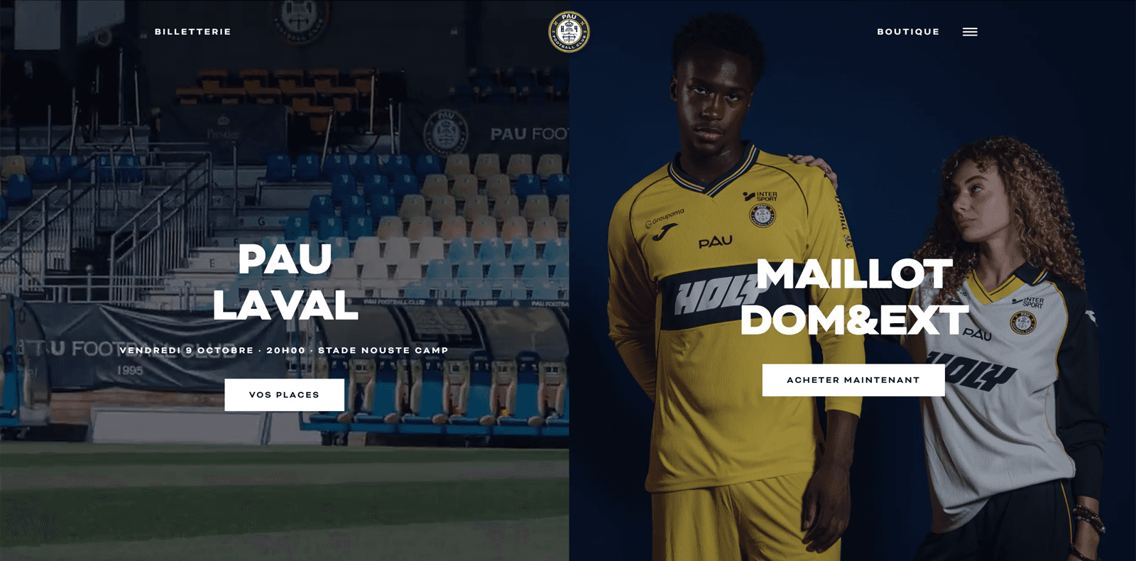 Pau FC : site officiel du club de Ligue 2, du Nouste Camp à la boutique, réalisé par AVB