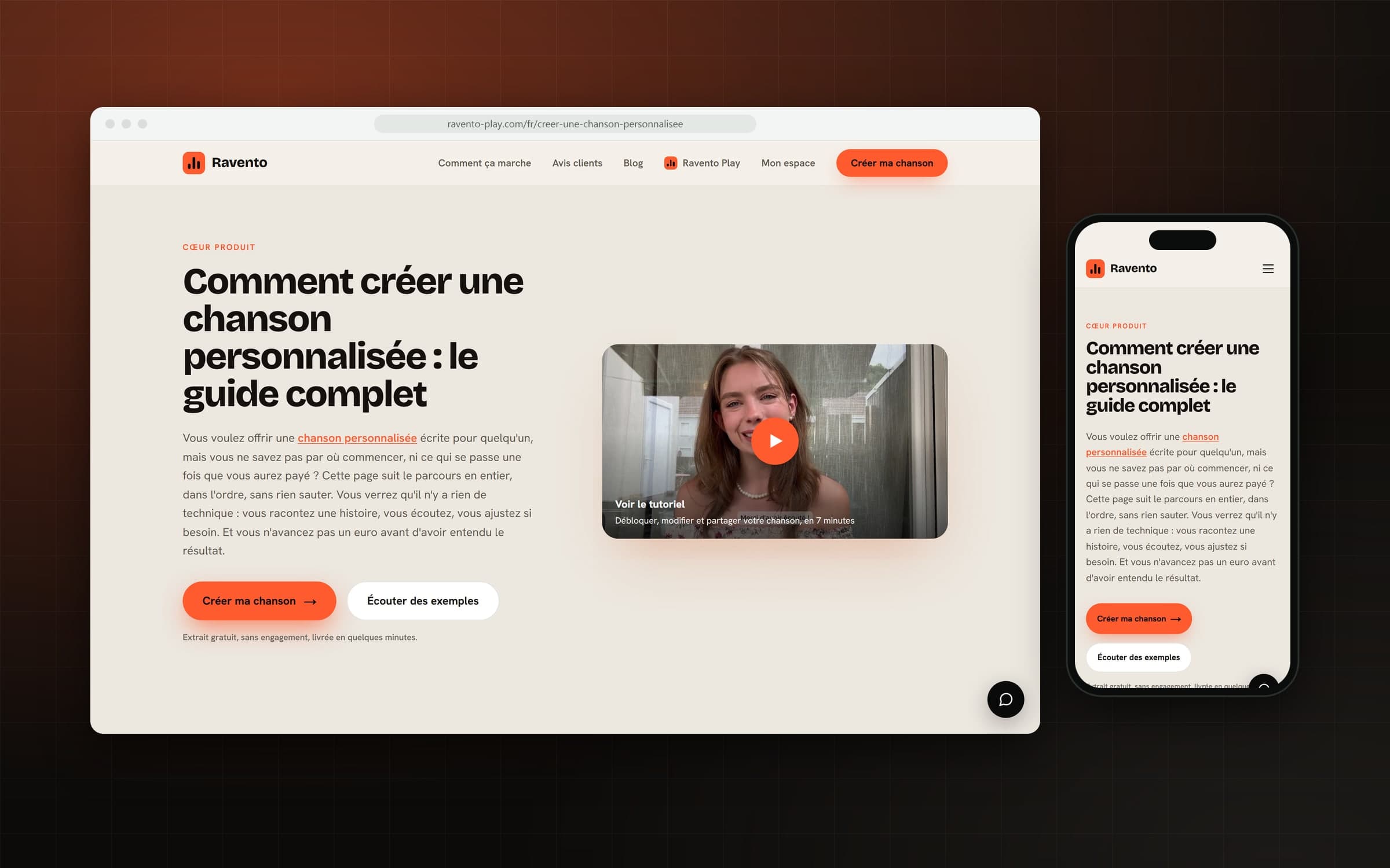 Guide Ravento « Comment créer une chanson personnalisée : le guide complet », avec son tutoriel vidéo, sur ordinateur et sur mobile